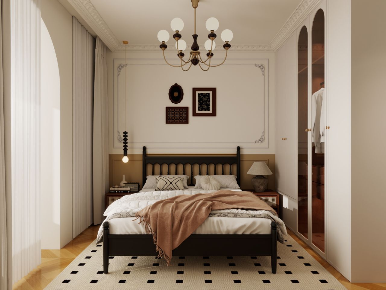 北京通州潞苑装修效果中古风-三室两厅-125平米-案例