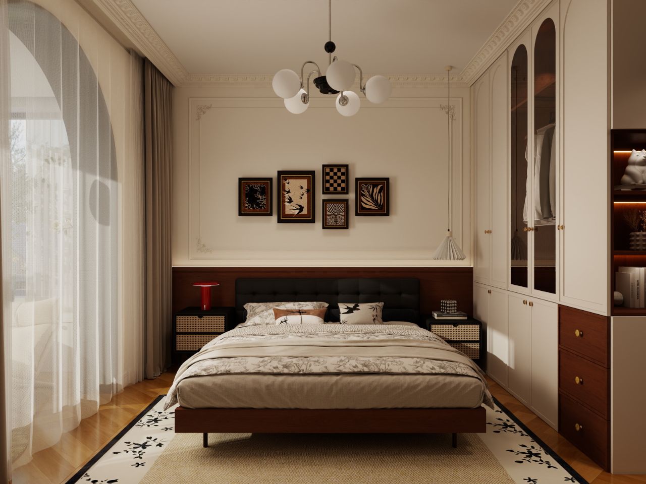 北京通州潞苑装修效果中古风-三室两厅-125平米-案例