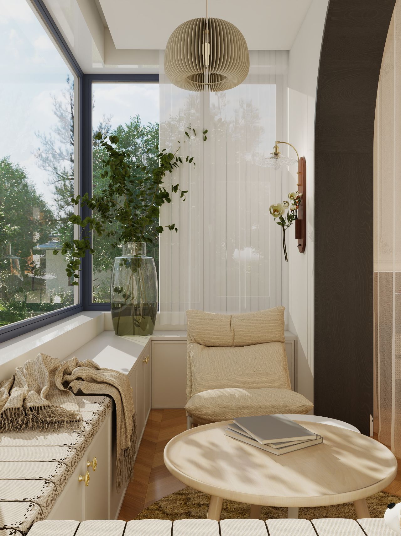 北京通州潞苑装修效果中古风-三室两厅-125平米-案例